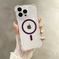 thumbnail image 1 of Magnetic Phone Case for Apple iPhone 11 Pro Max, Compatible with Magsafe Slim Fit Clear Back Cover Anti-Yellow Scratch Resistance TPU Corner Protective Case for Women Men, Purple, 1 of 5