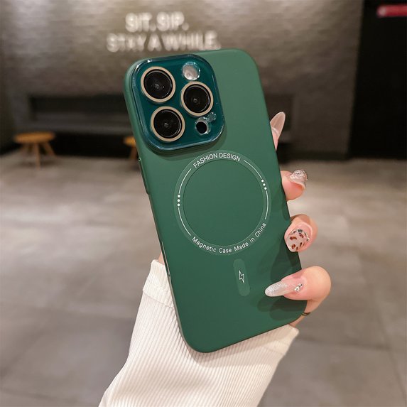 Magnetic Phone Case for Apple iPhone 13, Camera Lens Protective Slim Fit Shockproof Anti-Scratch Drop Proof Skin-Friendly Bumper Case for Women Men, Darkgreen