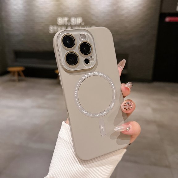 Magnetic Phone Case for Apple iPhone 15, Camera Lens Protective Slim Fit Shockproof Anti-Scratch Drop Proof Skin-Friendly Bumper Case for Women Men, Titaniumgray