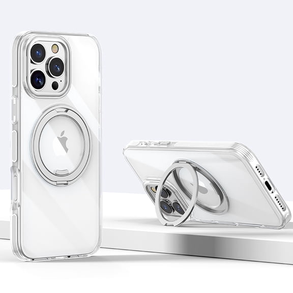 Magnetic Phone Case for Apple iPhone 15, Clear Back Cover Compaitble with Magsafe & Car Mount Anti-Scratch Not-Yellowing Invisible Kickstand Bumper Shockpproof Case for Women Men, White