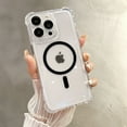 thumbnail image 1 of Magnetic Phone Case for Apple iPhone 15 Pro Max, Compatible with Magsafe Slim Fit Clear Back Cover Anti-Yellow Scratch Resistance TPU Corner Protective Case for Women Men, Black, 1 of 5