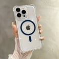 thumbnail image 1 of Magnetic Phone Case for Apple iPhone 16 Pro, Compatible with Magsafe Slim Fit Clear Back Cover Anti-Yellow Scratch Resistance TPU Corner Protective Case for Women Men, Darkblue, 1 of 5