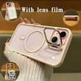 thumbnail image 1 of Magnetic Phone Case Clear Compatible with iPhone 14 Pro , [With Invisible Ring Camera Kickstand] [With Lens Flim]Anti-fall Shockproof Protective Bumper Ultra Slim Phone Case Cover,Pink, 1 of 8