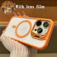 thumbnail image 1 of Magnetic Phone Case Clear Compatible with iPhone 14 , [With Invisible Ring Camera Kickstand] [With Lens Flim]Anti-fall Shockproof Protective Bumper Ultra Slim Phone Case Cover,Orange, 1 of 8
