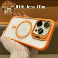 thumbnail image 1 of Magnetic Phone Case Clear Compatible with iPhone 15 Plus , [With Invisible Ring Camera Kickstand] [With Lens Flim]Anti-fall Shockproof Protective Bumper Ultra Slim Phone Case Cover,Orange, 1 of 8