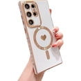 thumbnail image 1 of Magnetic Phone Case Designed for Samsung Galaxy S23 Ultra 5g[Compatible with MagSafe] Luxury Plating Heart Pattern Soft Silicone Protective Shockproof Cover for Galaxy S23 Ultra 6.8" (White), 1 of 10