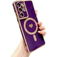 thumbnail image 1 of Magnetic Phone Case for Samsung Galaxy S21 Ultra 5g [Compatible with MagSafe] Luxury Plating Cute Love Heart Soft Silicone Protective Shockproof Cover for Galaxy S21 Ultra 6.8” (Purple), 1 of 11