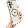 thumbnail image 1 of Magnetic Phone Case for Samsung Galaxy S21 Ultra [ Compatible with MagSafe ] Cute Heart Case for Women Luxury Plating Camera Lens Cover Protect Soft Bumper for S21 Ultra 6.8" (White), 1 of 11