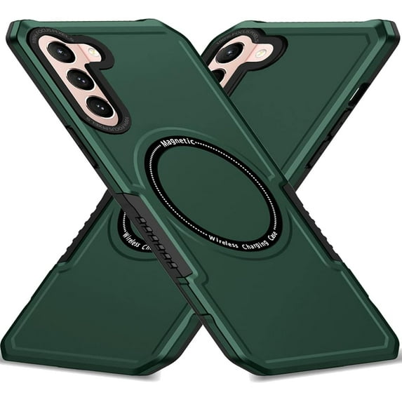 Magnetic Phone Case for Samsung Galaxy S22 Compatible with Magsafe, Military-Grade Shockproof Protective Case with Built-in Magnet Circle for Samsung Galaxy S22, MS Blackish Green
