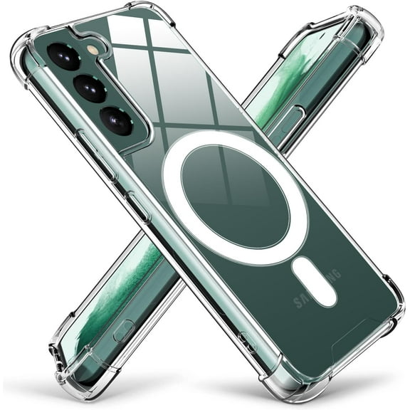 Magnetic Phone Case for Samsung Galaxy S22+ / S22 Plus 5G Clear Shockproof Airbag Bumper Protective Cover, Hybrid Design Hard PC Back and Flexible TPU Frame, Compatible with Magsafe Charging