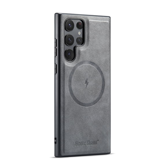 Magnetic Phone Case for Samsung Galaxy S22 Ultra, Classic Business Shockproof Protective Compatible with MagSafe Charging PU Leather Back Case for Men Women for Samsung Galaxy S22 Ultra - Gray