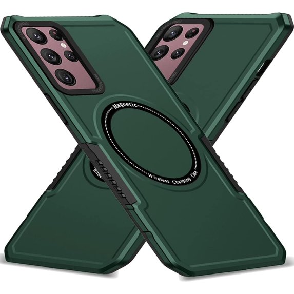 Magnetic Phone Case for Samsung Galaxy S22 Ultra (Not S22) Compatible with Magsafe, Military-Grade Shockproof Case with Built-in Magnet Circle for Samsung Galaxy S22 Ultra, MS Blackish Green