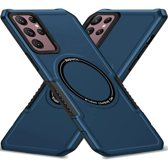 Magnetic Phone Case for Samsung Galaxy S22 Ultra (Not S22) Compatible with Magsafe, Military-Grade Shockproof Case with Built-in Magnet Circle for Samsung Galaxy S22 Ultra, MS Navy Blue