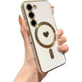 thumbnail image 1 of Magnetic Phone Case for Samsung Galaxy S23 5g [Compatible with MagSafe] Luxury Plating Cute Love Heart Pattern Soft Silicone Protective Shockproof Cover for Galaxy S23 6.1” (White), 1 of 9