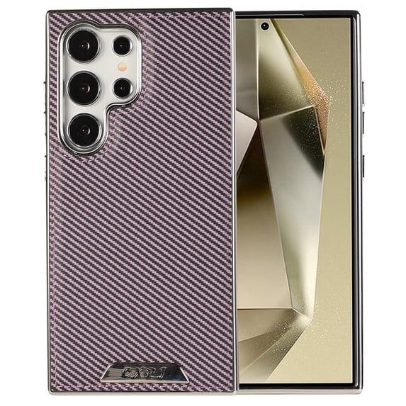 Magnetic Phone Case for Samsung Galaxy S23, Compatible with Magsafe and Car Mount Shock Resistant Protective Anti-Scratch Slim Fit Carbon Fiber Texture Shockproof Case Cover, Purple