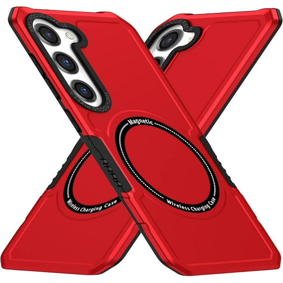 Magnetic Phone Case for Samsung Galaxy S23 Compatible for Magsafe, Military-Grade Shockproof Protective Case with Built-in Magnet Circle for Samsung Galaxy S23, MS Red
