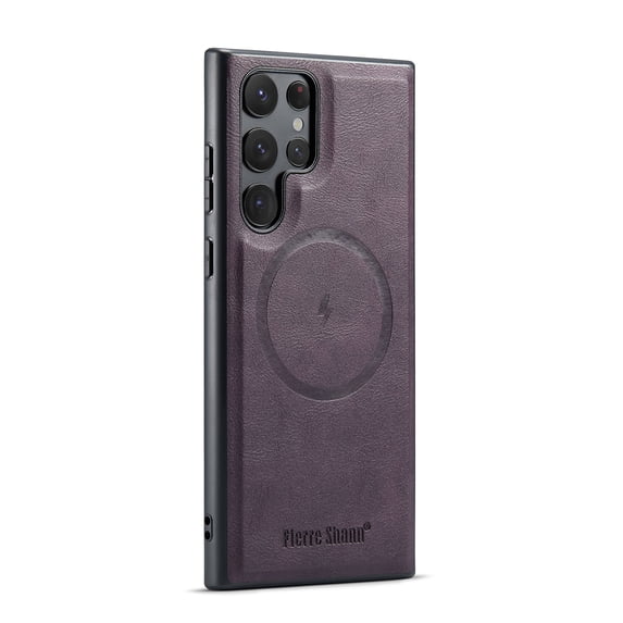Magnetic Phone Case for Samsung Galaxy S23 Ultra, Classic Business Shockproof Protective Compatible with MagSafe Charging PU Leather Back Case for Men Women for Samsung Galaxy S23 Ultra - Purple