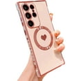 thumbnail image 1 of Magnetic Phone Case for Samsung Galaxy S23 Ultra Compatible with MagSafe Galaxy S23 Ultra Cute Case for Women Plating Heart Soft Bumper Camera Lens Protection Cover for S23 Ultra 6.8" (Pink), 1 of 11