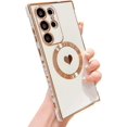 thumbnail image 1 of Magnetic Phone Case for Samsung Galaxy S23 Ultra Compatible with MagSafe Galaxy S23 Ultra Case for Women Cute Heart Soft Bumper Full Camera Lens Protection Cover for S23 Ultra 6.8" (White), 1 of 6