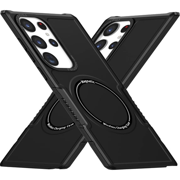Magnetic Phone Case for Samsung Galaxy S23 Ultra Compatible for Magsafe, Military-Grade Shockproof Protective Case with Built-in Magnet Circle for Samsung Galaxy S23 Ultra, MS Black