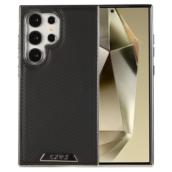 Magnetic Phone Case for Samsung Galaxy S24, Compatible with Magsafe and Car Mount Shock Resistant Protective Anti-Scratch Slim Fit Carbon Fiber Texture Shockproof Case Cover, Black