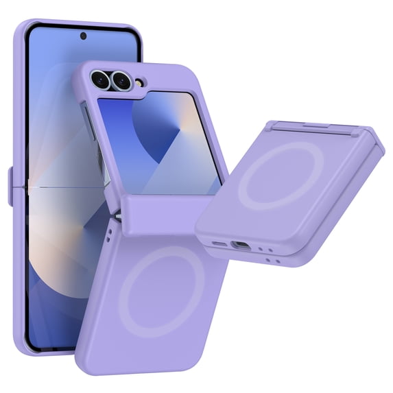 Magnetic Phone Case for Samsung Galaxy Z Flip 4 Compatible for Magsafe, With Hinge Protection,Shockproof Protective Case with Built-in Magnet Circle for Samsung Galaxy Z Flip 4,Purple