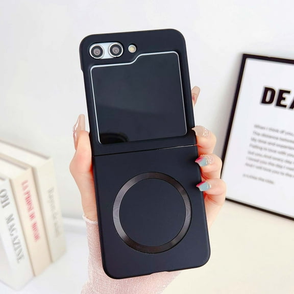 Magnetic Phone Case for Samsung Galaxy Z Flip 6 Compatible for Magsafe,Solid Color Designing, Ultra Slim Shockproof Protective Case with Built-in Magnet Circle for Samsung Galaxy Z Flip 6,Black
