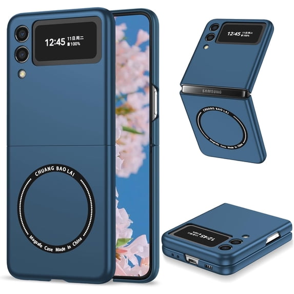 Magnetic Phone Case for Samsung Galaxy Z Flip3 Compatible for Magsafe, Military-Grade Shockproof Protective Case with Built-in Magnet Circle for Samsung Galaxy Z Flip 3, MS Navy Blue