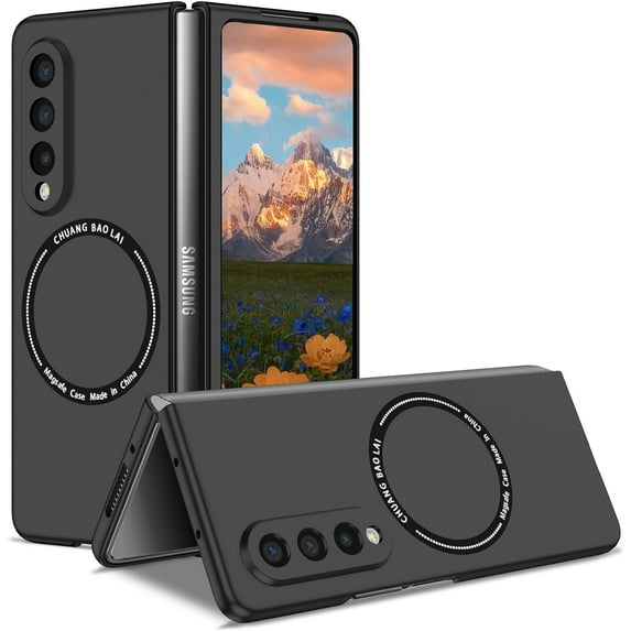 Magnetic Phone Case for Samsung Galaxy Z Fold3 5G Compatible with Magsafe, Military-Grade Shockproof Case with Built-in Magnet Circle for Samsung Galaxy Z Fold 3, MS Black
