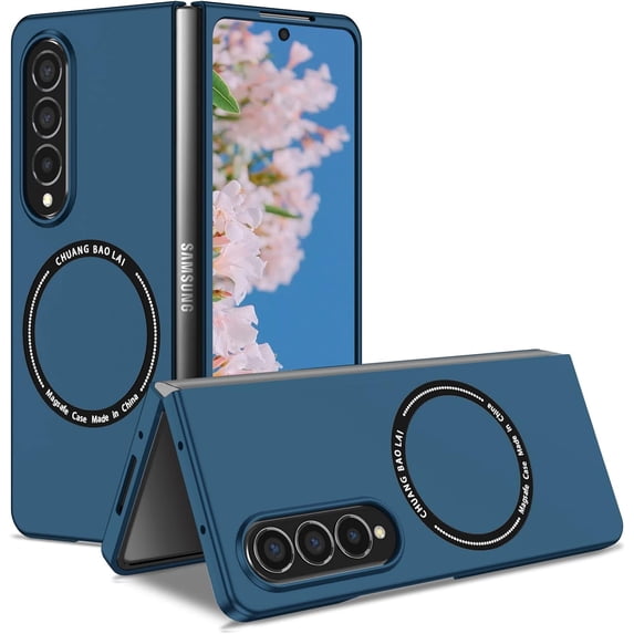 Magnetic Phone Case for Samsung Galaxy Z Fold4 Compatible for Magsafe, Military-Grade Shockproof Protective Case with Built-in Magnet Circle for Samsung Galaxy Z Fold 4, MS Navy Blue