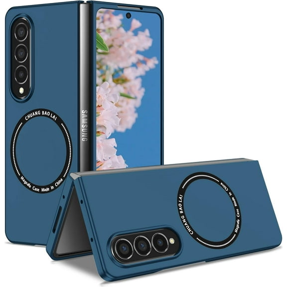 Magnetic Phone Case for Samsung Galaxy Z Fold4 Compatible for Magsafe, Military-Grade Shockproof Protective Case with Built-in Magnet Circle for Samsung Galaxy Z Fold 4, MS Navy Blue