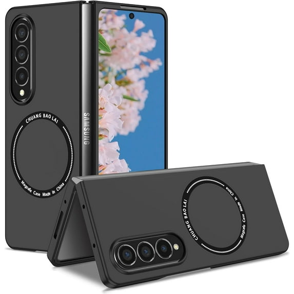Magnetic Phone Case for Samsung Galaxy Z Fold4 Compatible for Magsafe, Military-Grade Shockproof Protective Case with Built-in Magnet Circle for Samsung Galaxy Z Fold 4, MS Black