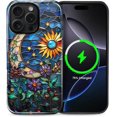 thumbnail image 1 of Magnetic Phone Case for iPhone 16 Pro, Compatible with MagSafe, Durable 2 Layers Full Covered Shockproof Protective Cover-Stained Glass Moon Floral, 1 of 5