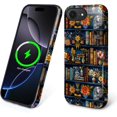 thumbnail image 1 of Magnetic Phone Case for iPhone 16e, Compatible with MagSafe, Durable 2 Layers Full Covered Shockproof Protective Cover-Retro Skeleton Bookshelf, 1 of 5