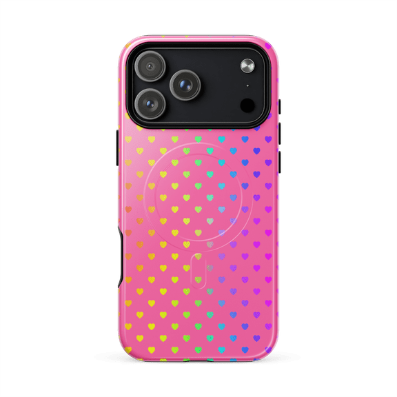 Magnetic Phone Case for iPhone 17 Pro Max - Cute Rainbow Hearts