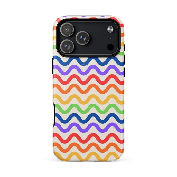 Magnetic Phone Case for iPhone 17 Pro Max - Wavy Rainbow Groove