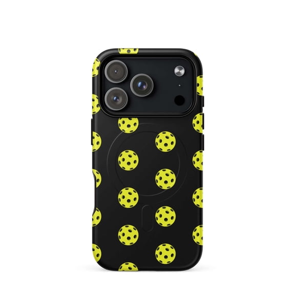 Magnetic Phone Case for iPhone 17 Pro: Pickleball Pattern for Sporty Style (Black/Matte)