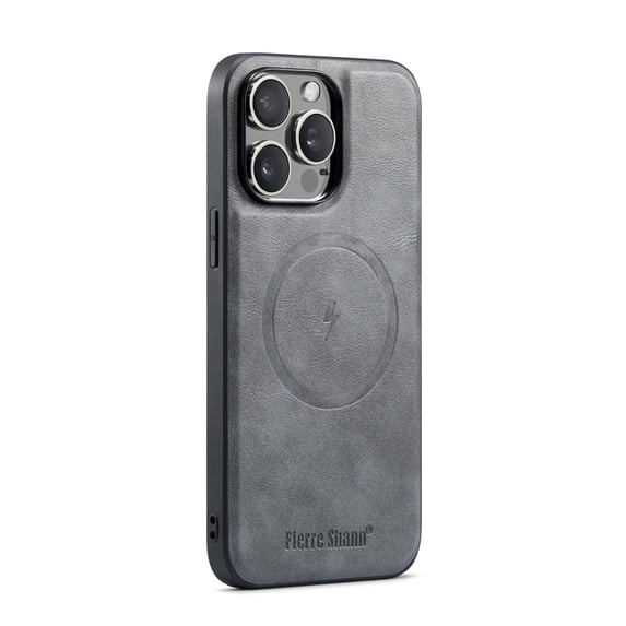 Magnetic Phone Case for iPhone 12/12 Pro, Classic Business Shockproof Protective Compatible with MagSafe Charging PU Leather Back Case for Men Women for iPhone 12/12 Pro - Gray
