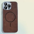 thumbnail image 1 of Magnetic Phone Case For iPhone 12 Pro,PU Leather Back PC+TPU Hybrid Proction,Compatible with Mag-safe,Shockproof Anti-Scratch Anti-fall Rugged Ultra Slim Durable Phone Case,Brown, 1 of 12