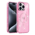 thumbnail image 1 of Magnetic Phone Case for iPhone 13 Pro, Clear Crystal Glitter Phone Case [Compatible with MagSafe] Shockproof Rugged Sparkly Women Girl Protective Cover Case for iPhone 13 Pro,Pink, 1 of 1