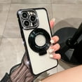 thumbnail image 1 of Magnetic Phone Case for iPhone 13 Pro Max, MagSafe Compatible, Shockproof Camera Lens Protection, Glitter Rhinestone Clear Case with Ring Holder Stand Cover for iPhone 13 Pro Max Women Girls, Black, 1 of 8