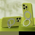 thumbnail image 1 of Magnetic Phone Case for iPhone 13, with Rotating Ring Stand and MagSafe Compatible Cover, Shockproof Full Protection Liquid Silicone Case Support Car Mount for iPhone 13, Green, 1 of 8