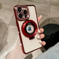 thumbnail image 1 of Magnetic Phone Case for iPhone 14, MagSafe Compatible, Shockproof Camera Lens Protection, Glitter Rhinestone Clear Case with Ring Holder Stand Cover for iPhone 14 Women Girls, Red, 1 of 8