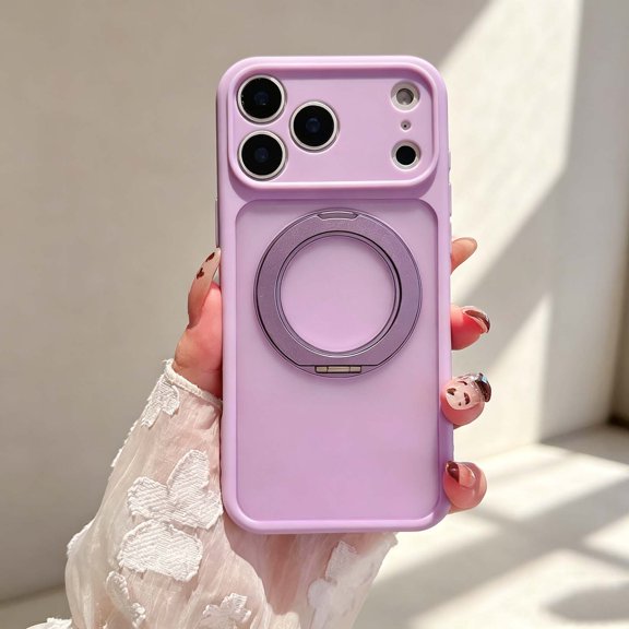 Magnetic Phone Case For iPhone 14 Pro Max,360° Rotatable Foldable Kickstand,Matte Skin-Feeling Translucent Back Design,Heavy Duty Shockproof Anti-fall Drop protection,Phone Case,Purple