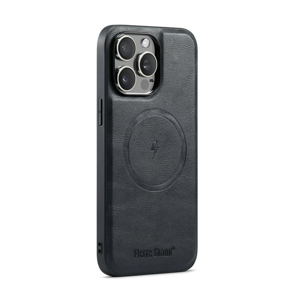 Magnetic Phone Case for iPhone 15 Pro, Classic Business Shockproof Protective Compatible with MagSafe Charging PU Leather Back Case for Men Women for iPhone 15 Pro - Black