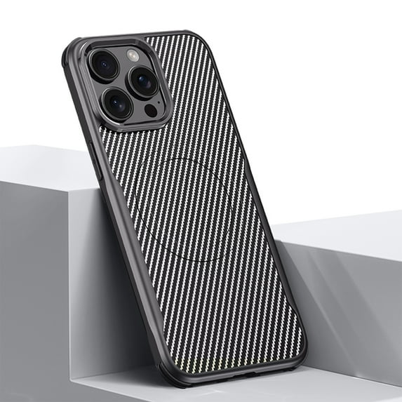 Magnetic Phone Case for iPhone 15 Pro Max (Compatible with MagSafe) (Drop Protection) Fiber Pattern Design Slim Anti-Scratch Shockproof Anti-fall Anti-Fingerprint Phone Case,Silver