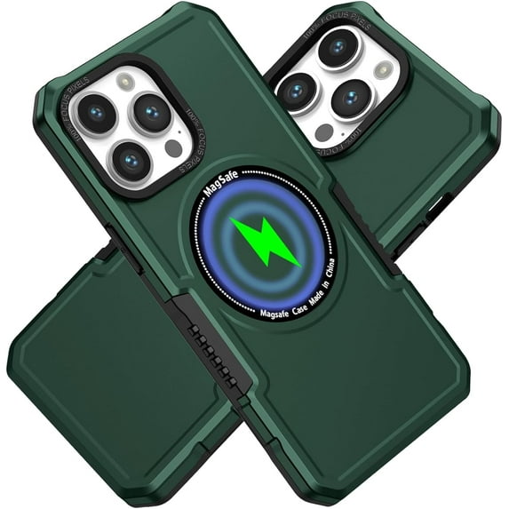 Magnetic Phone Case for iPhone 15 Pro Max Compatible with Magsafe, Military-Grade Shockproof Case with Built-in Magnet Circle for iPhone 15 Pro Max MS Blackish Green