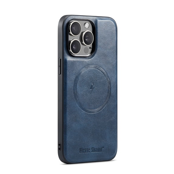 Magnetic Phone Case for iPhone 16 Pro, Classic Business Shockproof Protective Compatible with MagSafe Charging PU Leather Back Case for Men Women for iPhone 16 Pro - Blue
