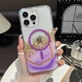 thumbnail image 1 of Magnetic Phone Case for iPhone 16 Pro [Compatible with Mag-safe] Glitter Cute Luxury Bling Gold Foil Drip Glitter Shockproof Anti-fall Phone Case for iPhone 16 Pro Phone Case,Purple, 1 of 1