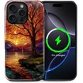 thumbnail image 1 of Magnetic Phone Case for iPhone 16 Pro, Compatible with MagSafe, Durable 2 Layers Full Covered Shockproof Protective Cover-Stained Glass Sunrise Fall Leaves, 1 of 4